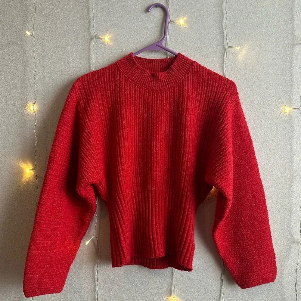 Bright Red Ribbed Knit Sweater ❣️ - Picture 1 of 2